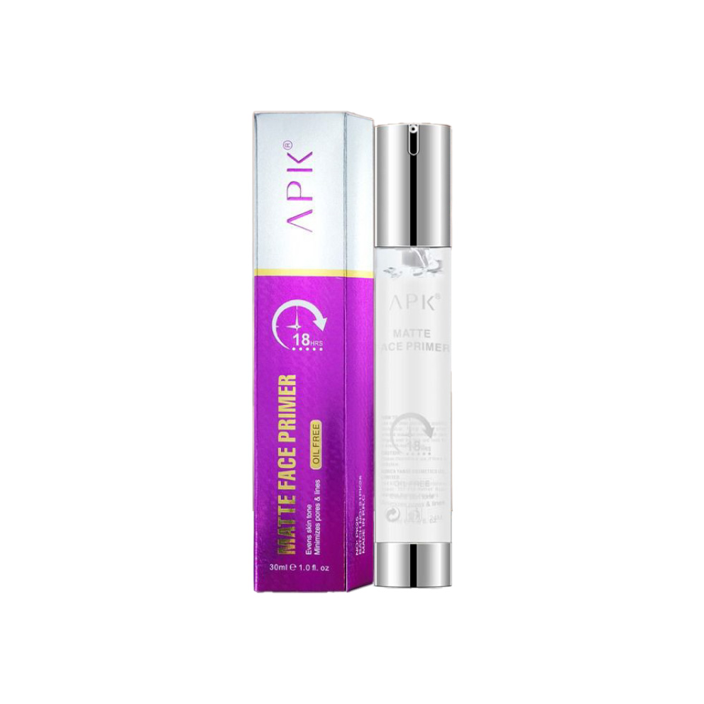 APK Matte Face Primer Oil-Free – Pore-minimizing formula for a smooth, matte finish and long-lasting makeup on oily and combination skin.