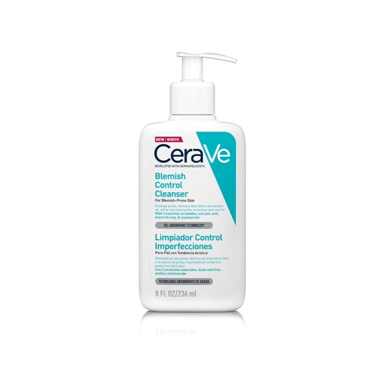 CeraVe Blemish Control Cleanser with 2% Salicylic Acid & Niacinamide exfoliates and prevents blemishes, leaving skin clear and refreshed.