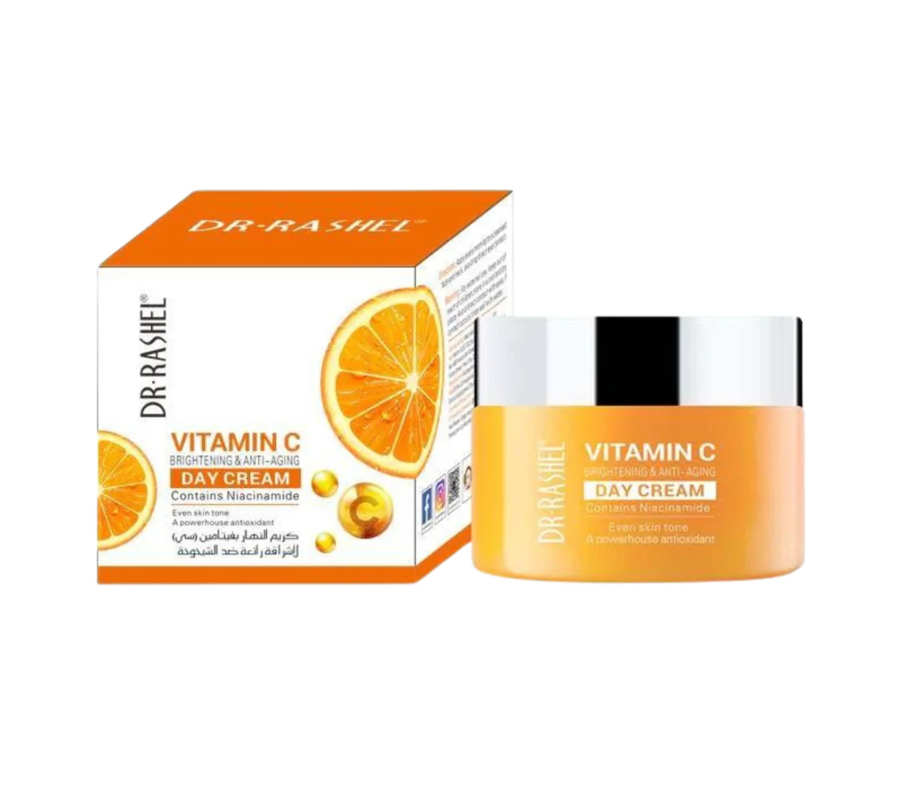 Dr Rashel Vitamin C Day Cream hydrates, brightens, and reduces dark spots and wrinkles for a youthful, glowing look—ideal for all skin types.