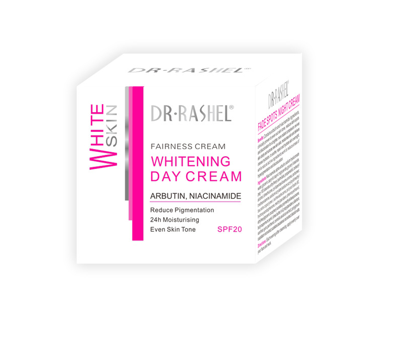 Dr Rashel Whitening Day Cream with SPF, brightens skin, fades dark spots, and hydrates for a radiant, even-toned complexion.