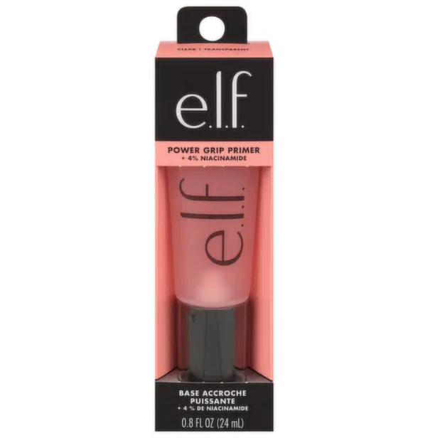 elf Power Grip Primer with 4% Niacinamide for a glowing, even complexion and long-lasting makeup grip, suitable for all skin types, vegan and cruelty-free.