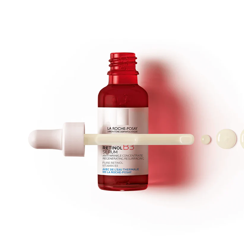 La Roche-Posay Retinol B3 Serum for smoothing, hydrating, and renewing skin, reducing fine lines and wrinkles for a youthful appearance.