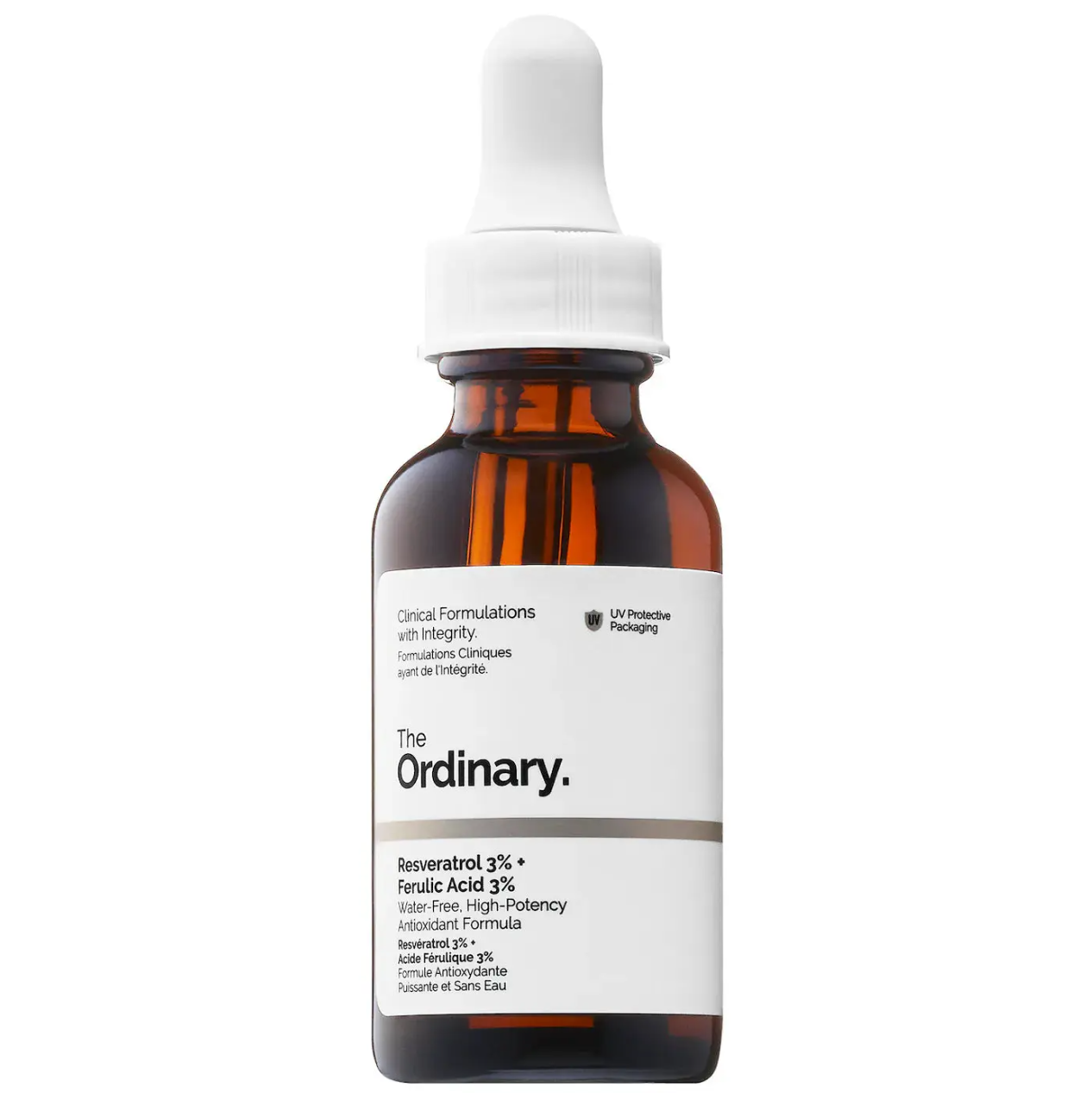 The Ordinary Resveratrol 3% + Ferulic Acid 3% serum for skin protection and anti-aging benefits.