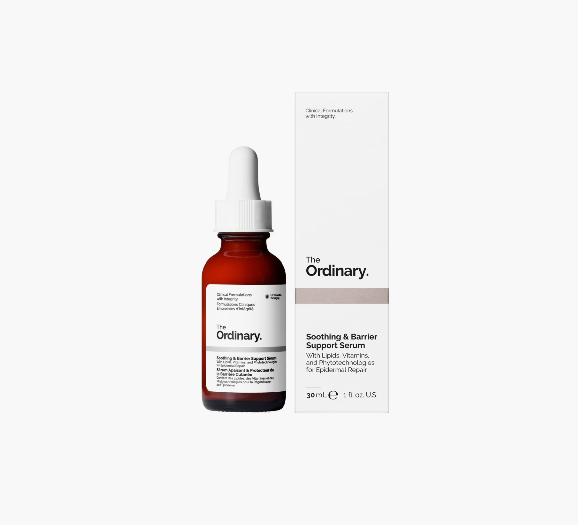 The Ordinary Soothing & Barrier Support Serum for sensitive skin and hydration.