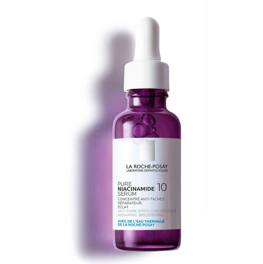 La Roche-Posay 10% Pure Niacinamide Serum 30ml for brightening skin, fading dark spots, and strengthening the skin barrier.