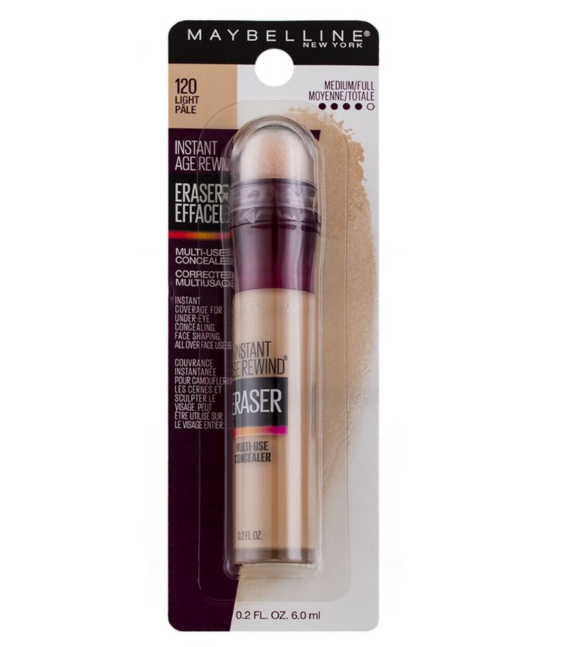 Maybelline Instant Age Rewind Concealer Light 120 – Full coverage, hydrating dark circle eraser with Goji Berry and Haloxyl™